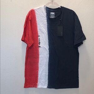 NWT CSG Colorblock Men's L Red White and Blue Short Sleeve Shirt